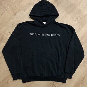 Zach Bryan 2024 The Quittin’ Time Tour Hoodie Size Medium M Black Oversized
